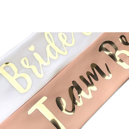 Team Bride Sash - Gold on Coral Peach