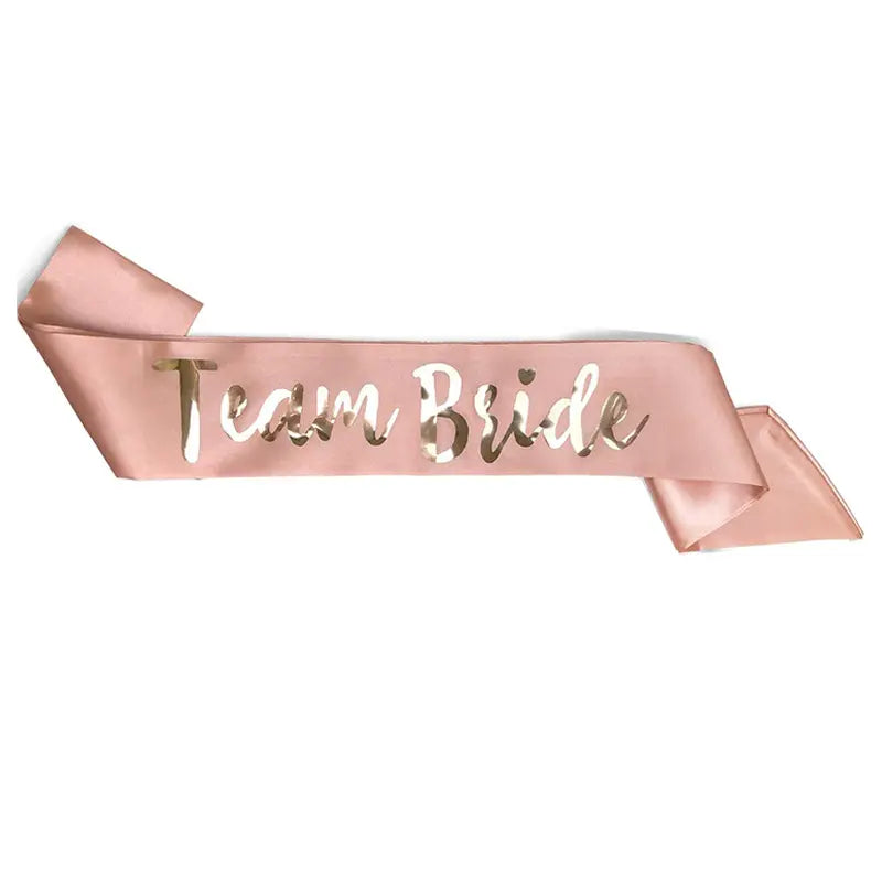 Team Bride Sash - Gold on Coral Peach